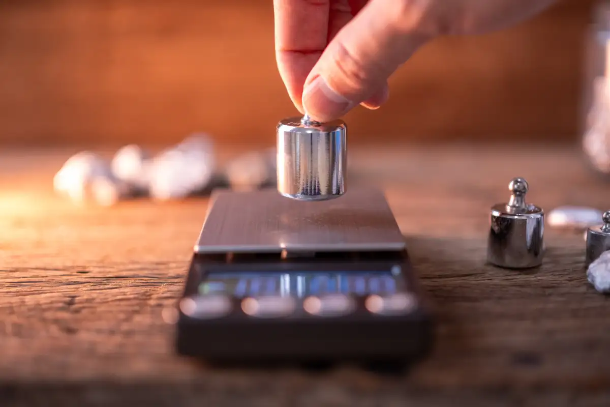 Standard Calibration Weight On A Weighing Scale